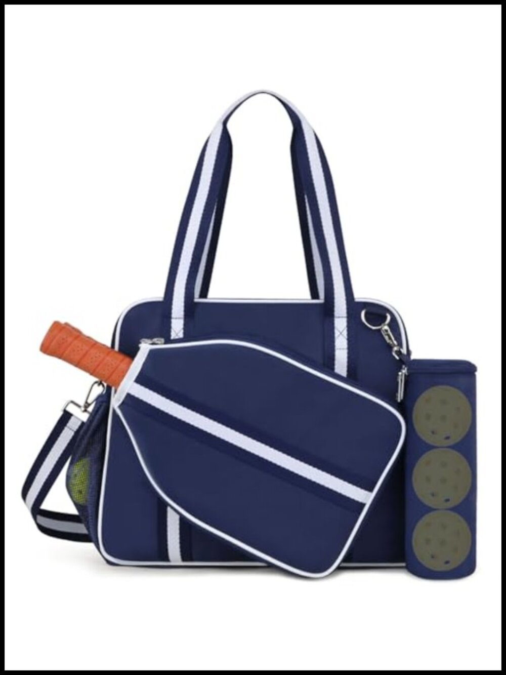 Pickleball Tote Bag with Paddle Pocket, External Ball Bag, and Adjustable Strap